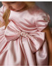 Unique Pink Satin Tulle Tea Length Flower Girl Dress